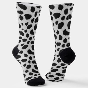 Chaussette Taches de vache noire et blanche texture motif fau