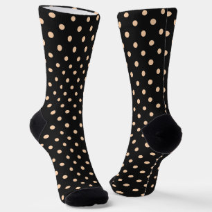 Chaussette Taches pêche abricot sur fond noir