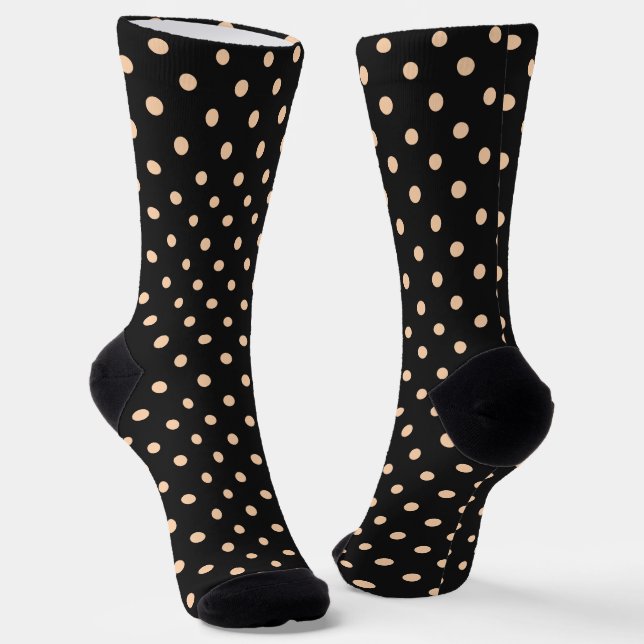 Chaussette Taches pêche abricot sur fond noir (Angulaire)