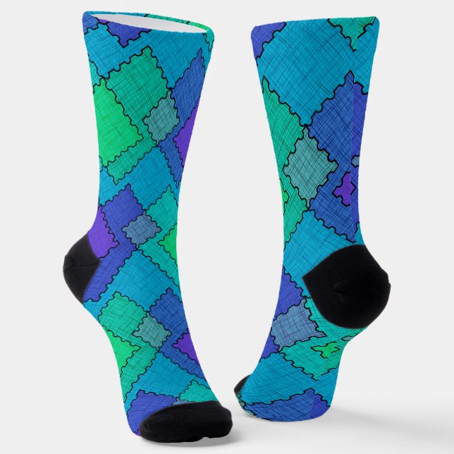 Chaussette Taches texturées traits multicolores (Angulaire)