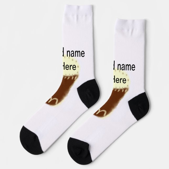 Chaussette Tambour aquarelle jaune marron ajouter nom dessiné (Gauche)