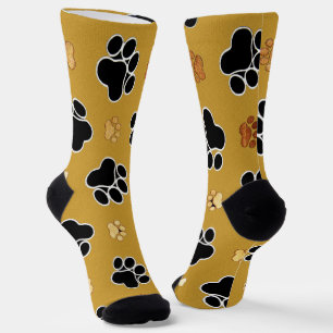 Chaussette Tan et empreinte de patte noir sur un arrière - pl