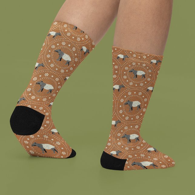 Chaussette Tapir Malais Cinnamon Orange Motif (Créateur téléchargé)