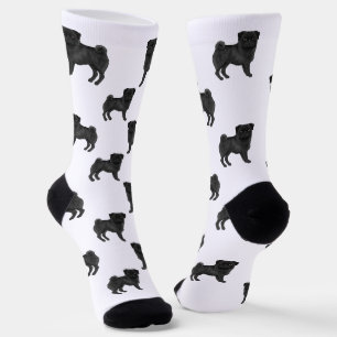 Chaussette Tapis de design chiens Carlins noirs Motif de chie