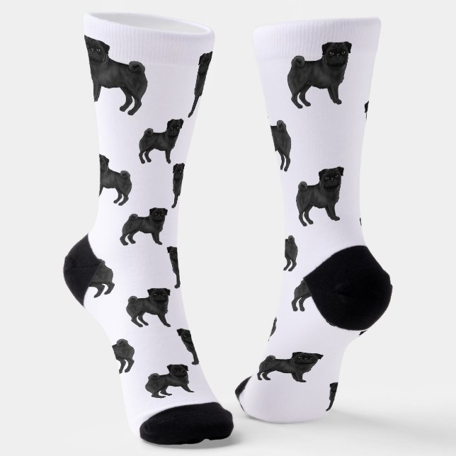 Chaussette Tapis de design chiens Carlins noirs Motif de chie (Angulaire)