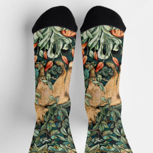 Chaussette Tapisserie Art Déco Antique Renard Forêt de Willia