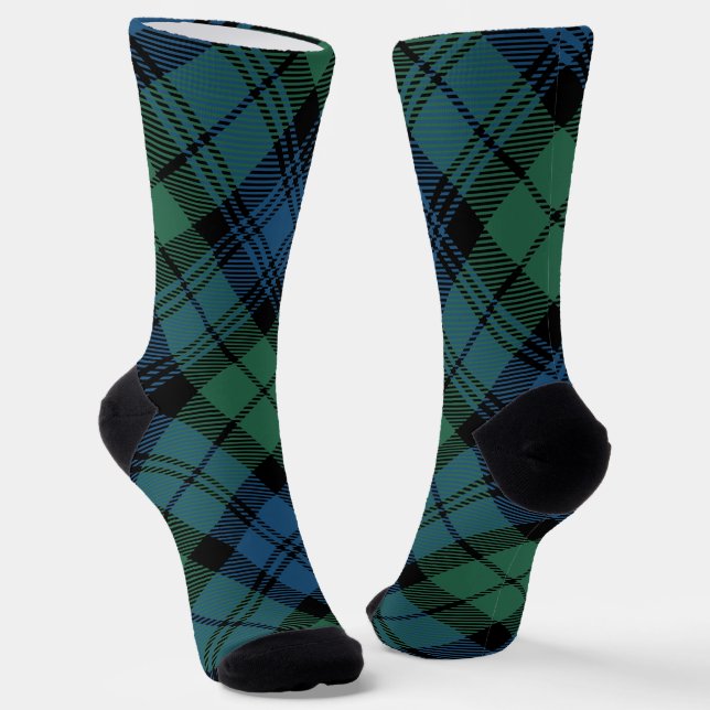 Chaussette Tartan Blue Green Rustic Campbell Plaid (Angulaire)