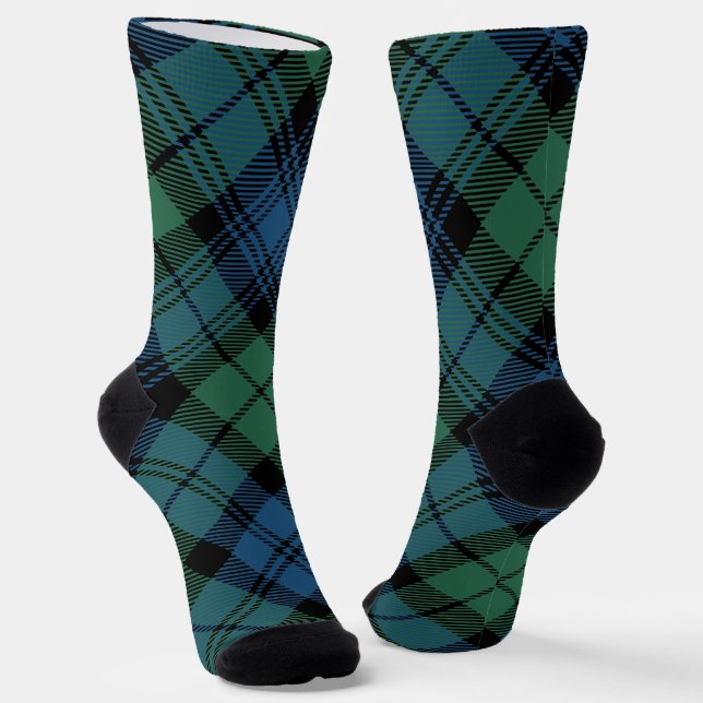 Chaussette Tartan élégant Campbell bleu vert carreaux rustiqu (Angulaire)