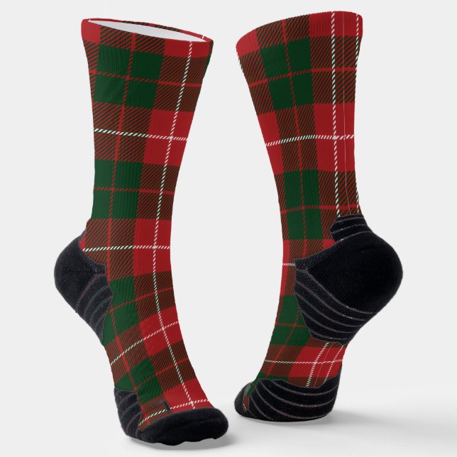 Chaussette Tartan élégant vert rouge (Angulaire)