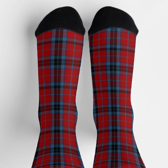 Chaussette Tartan MacTavish rouge et bleu plaid (Haut)