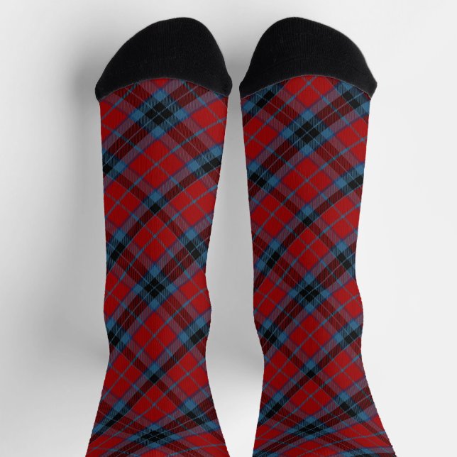 Chaussette Tartan MacTavish rouge et bleu plaid (Haut)