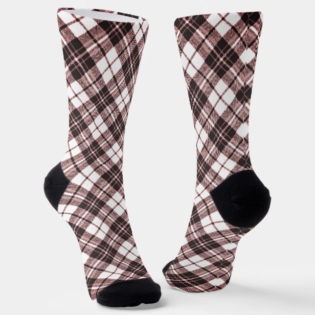 Chaussette Tartan motif vacances Noël marron rose (Angulaire)