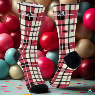 Chaussette Tartan rouge et blanc personnalisé
