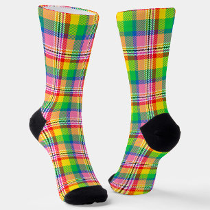 Chaussette Tartan vert rose