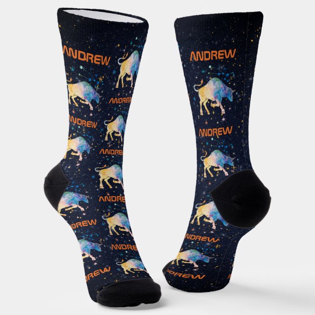 Chaussette Taurus Constellation Zodiaque Aquarelle Star Galax (Angulaire)