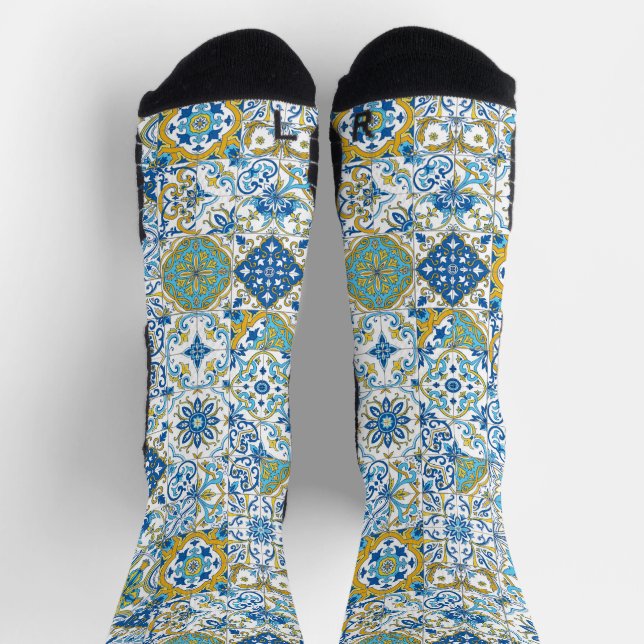 Chaussette Teintes méditerranéennes/ Azulejos (Haut)