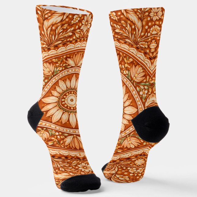 Chaussette Terracotta Mandala All-Over Print Crew (Angulaire)