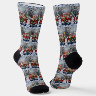 Chaussette Terrier Australien Camion Rouge Noël Fêtes