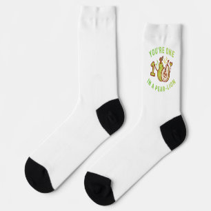 Chaussette T'es un dans une poire-lion Pun de poire blanc