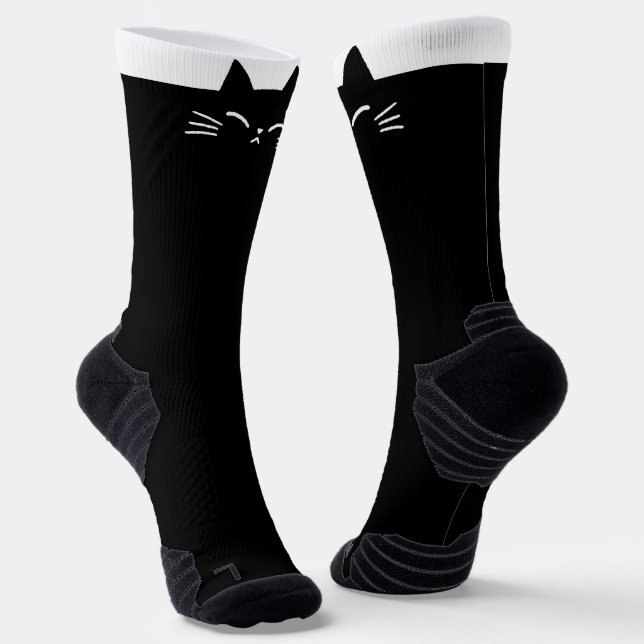 Chaussette Tête de chat noire (Angulaire)