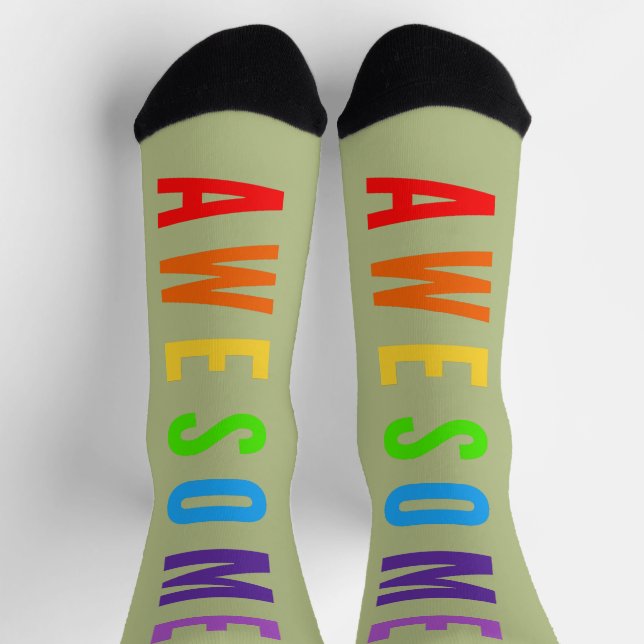 CHAUSSETTE TEXTE ÉLEVÉ POSITIF INCROYABLE ARC-EN-CIEL VERT (Haut)