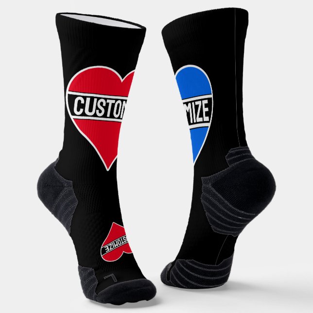 Chaussette Texte et couleurs personnalisés Amusant Coeur pers (Angulaire)