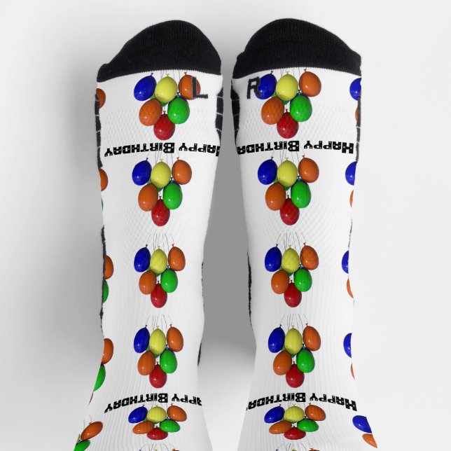 Chaussette Texte Joyeux Anniversaire Ballons Image Vœux Impri (Haut)