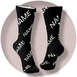 Chaussette Texte personnalisable   Bold Modern Black & White