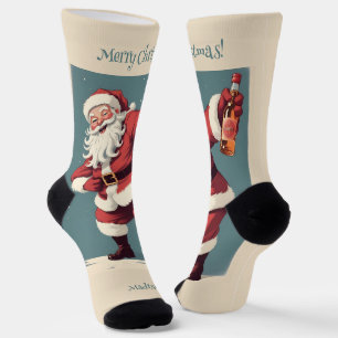 Chaussette Texte personnalisé amusant Drunk Père Noël
