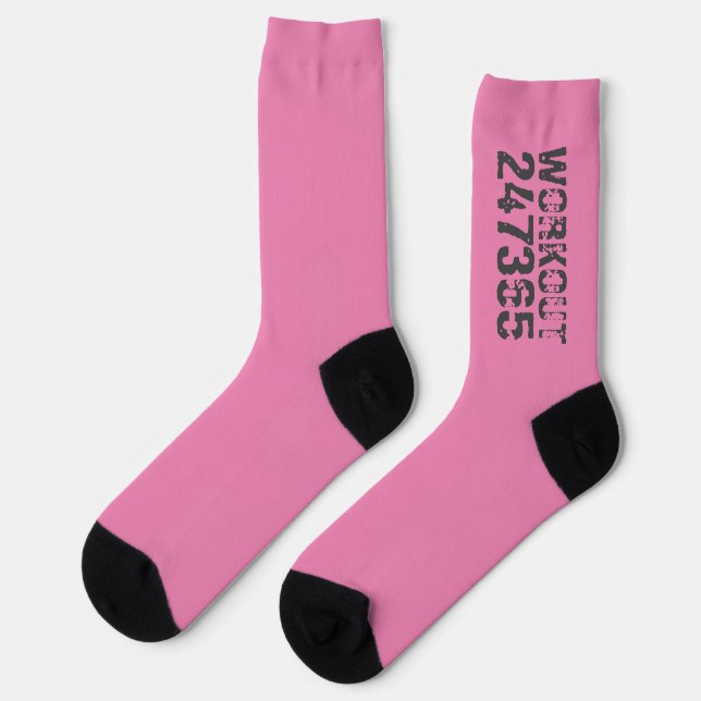 Chaussette Texte usé et rayé Workout 247365 rose (Gauche)