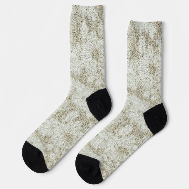 Chaussette Texture crémeuse veloutée de marguerite florale (Gauche)