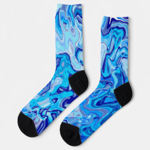Chaussette Texture de marbre bleu givré Métal liquide Abstrai