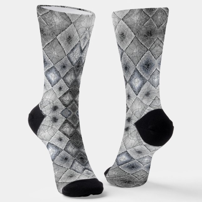 Chaussette Texture de treillis abstrait géométrique argent et (Angulaire)