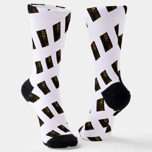 Chaussette Texture des tourbillons d'or jaune noir (Angulaire)