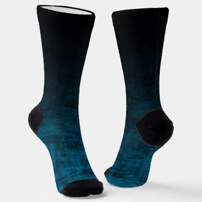 Chaussette Texture Ombrée Grunge Noir et Sarcelle (Angulaire)