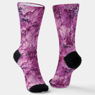 Chaussette Textures craquelées violettes roses
