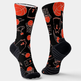 Chaussette Thème De Basketball Noir Et Orange