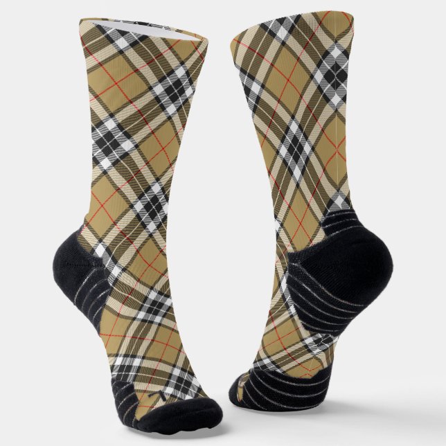 Chaussette Thomson Camel Tartan Plaid Motif de la mode famili (Angulaire)