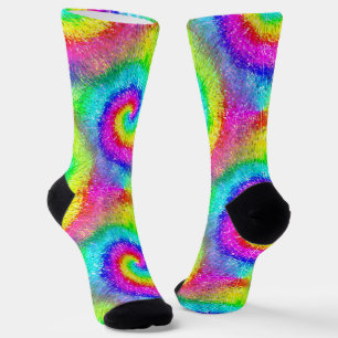 Chaussette Tiedye Trippy Hippie Psychedelic Retro Monogramme