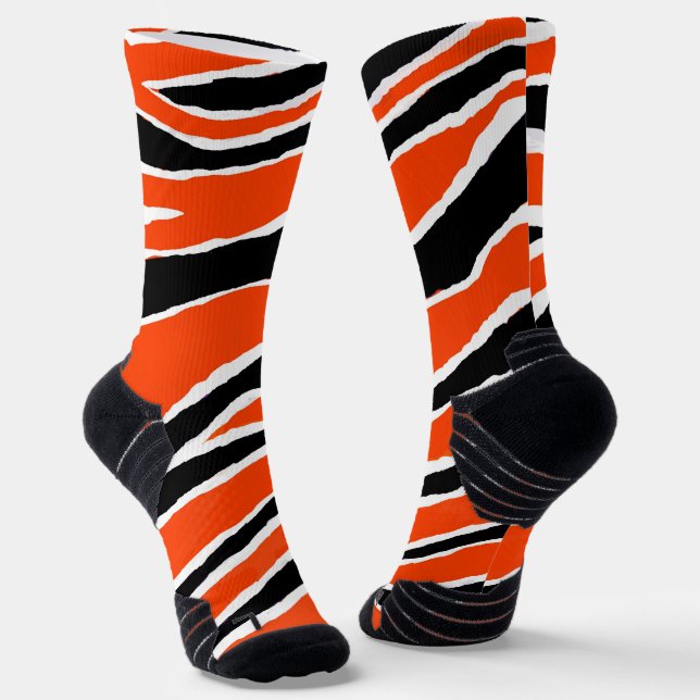 Chaussette Tiger rayures Orange Blanc Noir Motif (Angulaire)