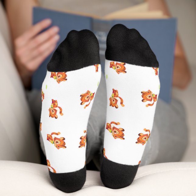 Chaussette Tigre bébé mignon sur chaussettes blanches (Fond)