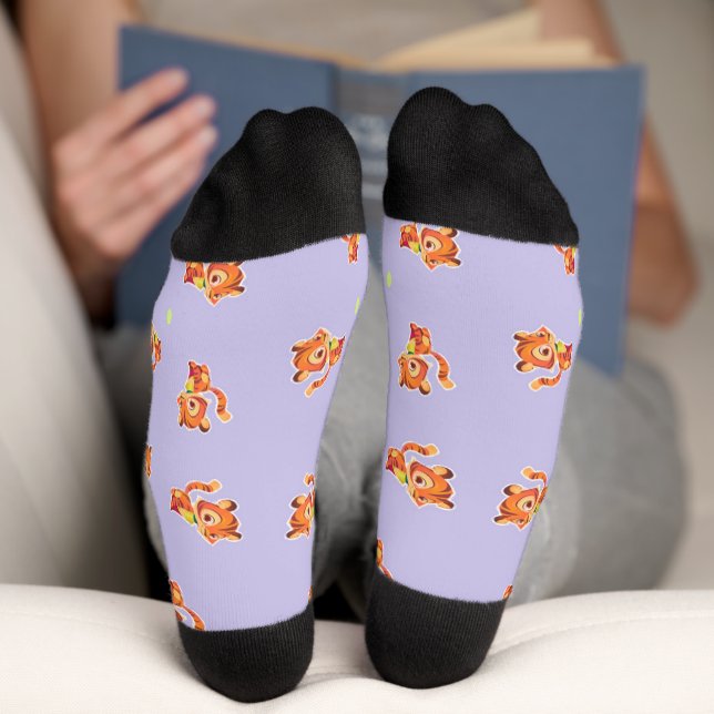 Chaussette Tigre bébé mignon sur chaussettes violettes (Fond)