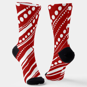 Chaussette Tirets et points en rouge et blanc
