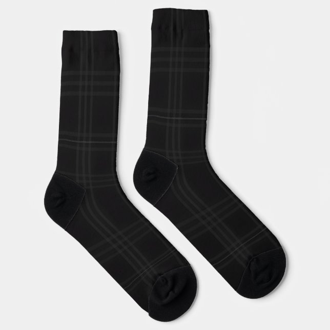 Chaussette Tissu à carreaux écossais tartan aux tons noirs ri (Droite)