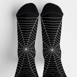 Chaussette Toile d'araignée noire et blanche motif Halloween