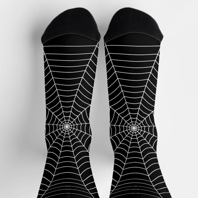Chaussette Toile d'araignée noire et blanche motif Halloween (Haut)