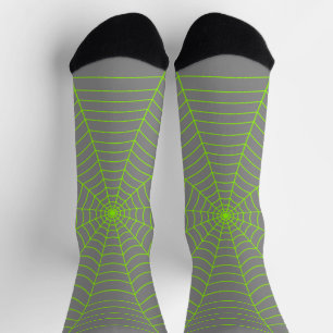 Chaussette Toile d'araignée verte néon Halloween