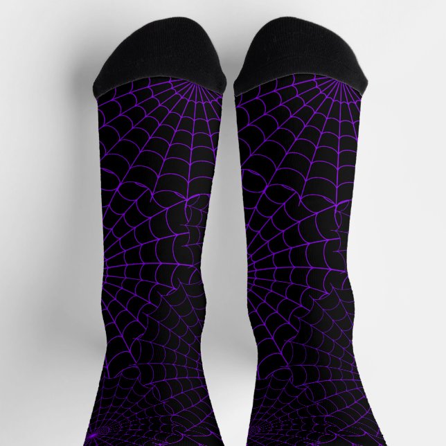 Chaussette Toiles d'araignées violettes Halloween (Haut)