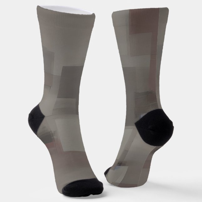 Chaussette Tons de terre carrés abstraits  (Angulaire)