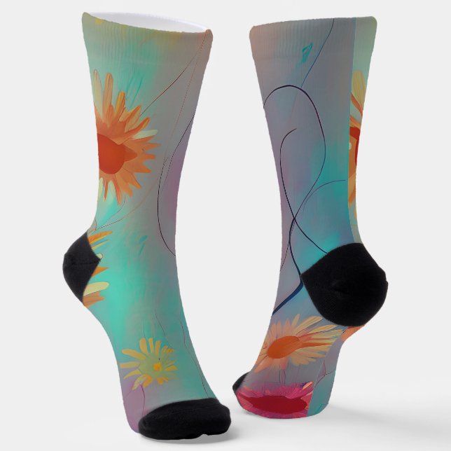 Chaussette Tons feutrés tournesols abstraits  (Angulaire)
